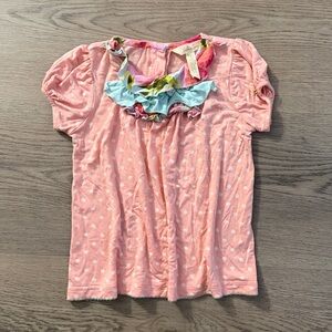 Matilda Jane Peach Polka Dot Ruffle Neck Top